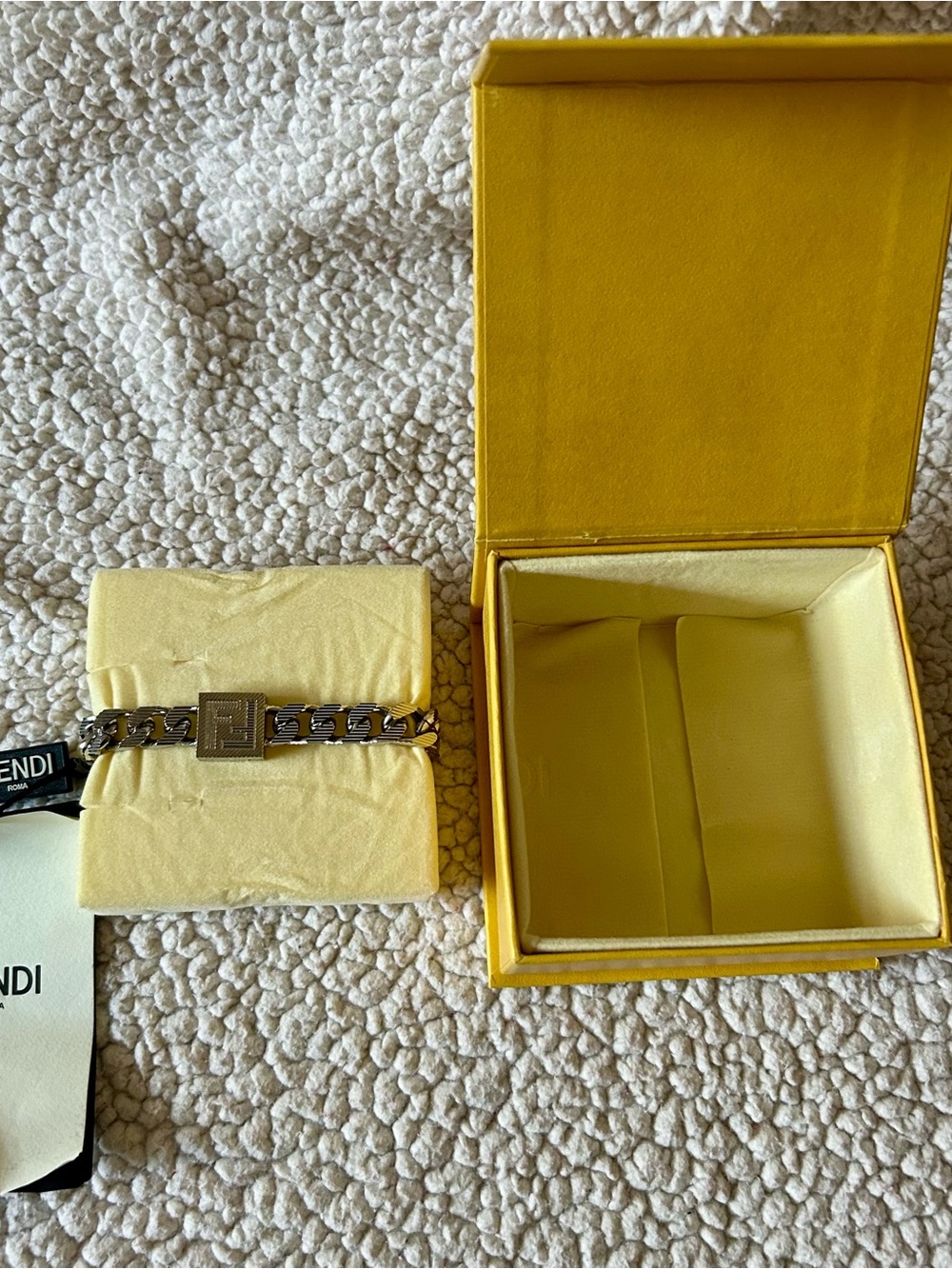 Fendi Palladium Shadow Chain Bracelet with Square Branded Clasp - Size Large - Picture 3 of 14